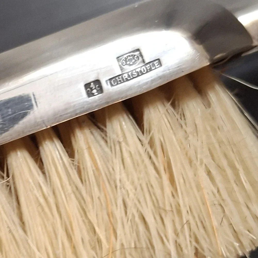 LUC LANEL Paris For Christofle 1930s Art Deco Silver Plated‎ Geometric Brush